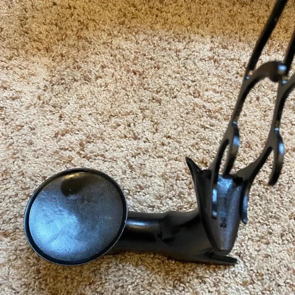 Oil rubbed Bronze sitting reindeer pillar candle holder decor